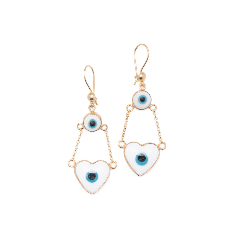 Heart Evil Eye Earrings