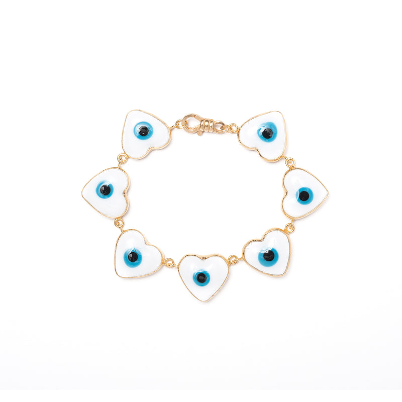 Heart Evil Eye Bead Bracelet