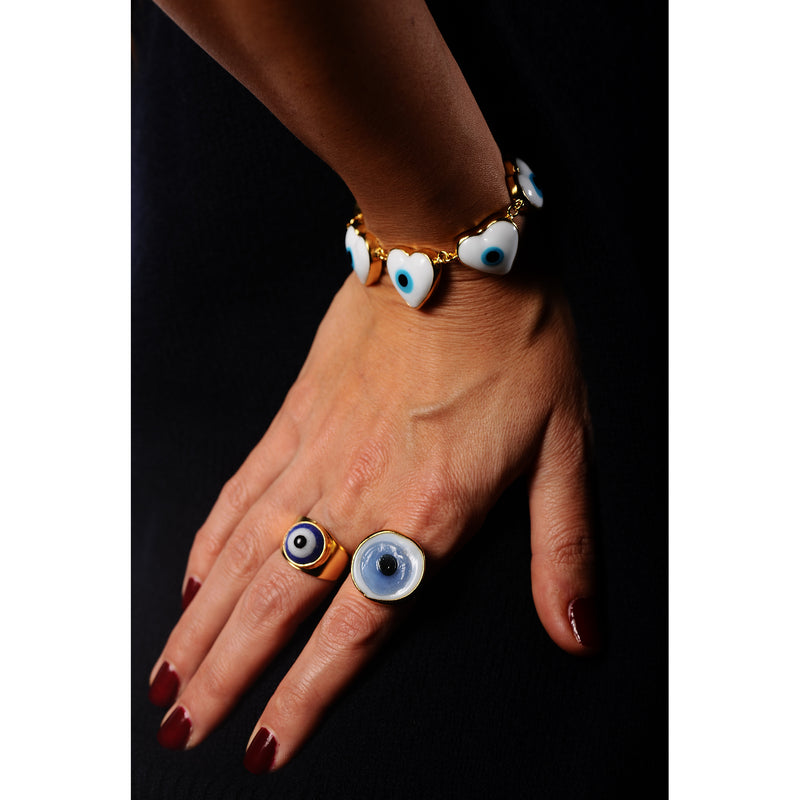 Heart Evil Eye Bead Bracelet