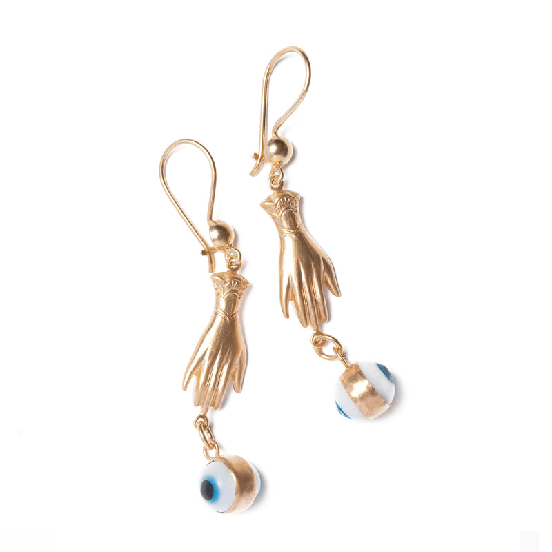 Vintage Evil Eye Earrings with Hand Charm