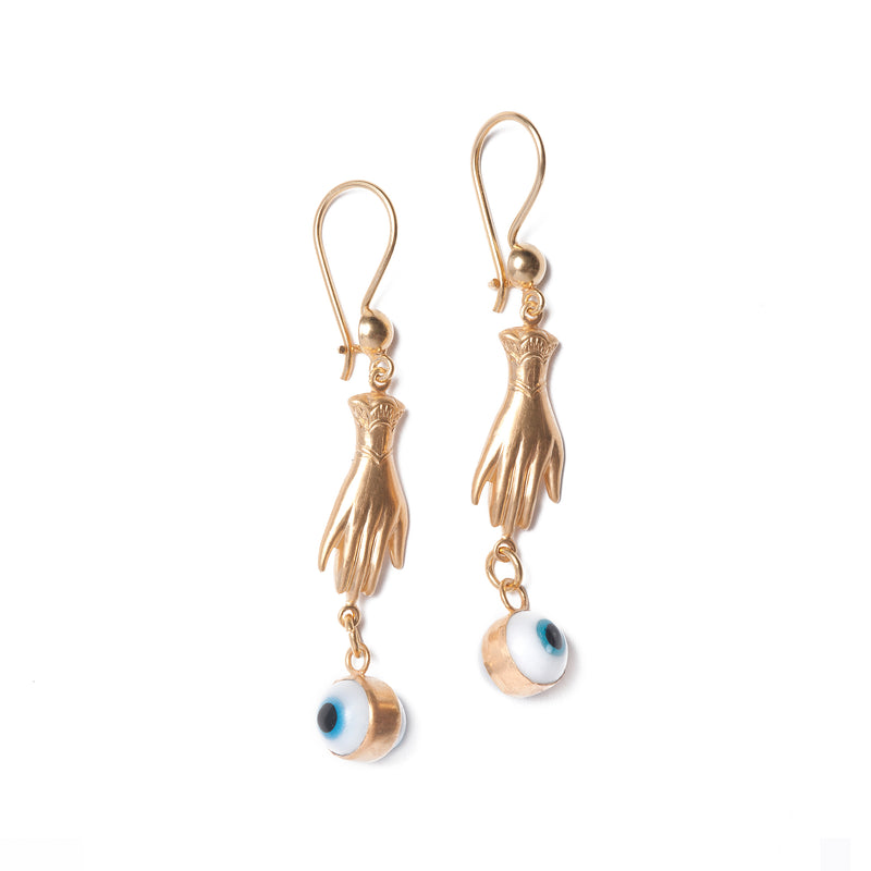 Vintage Evil Eye Earrings with Hand Charm